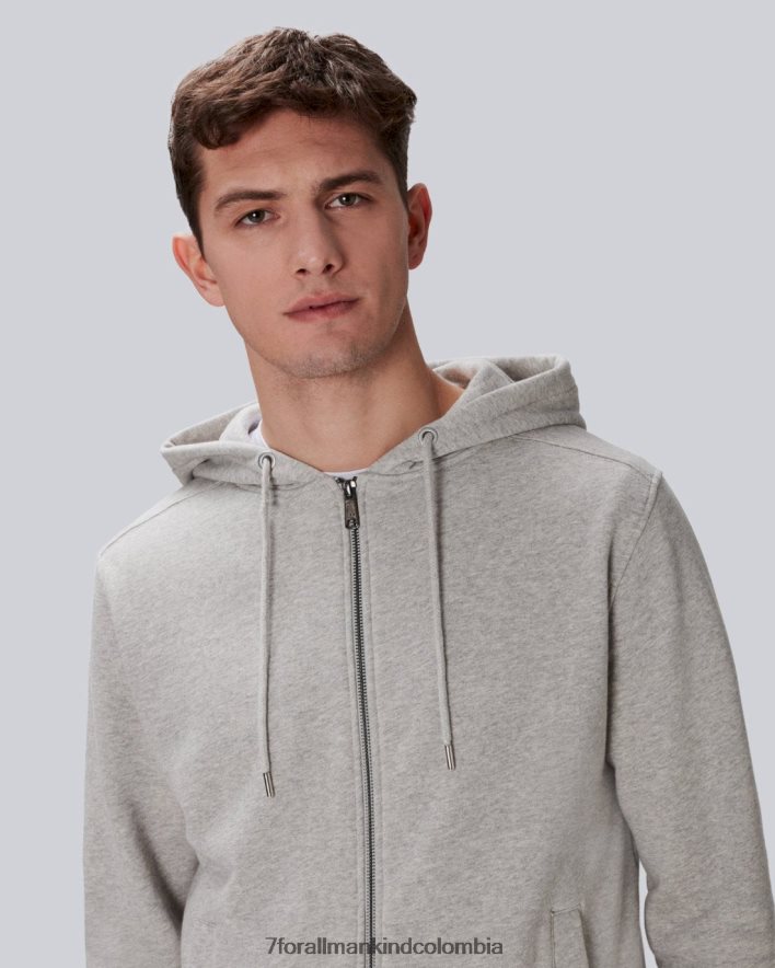 vestir 7 for All Mankind Sudadera con capucha y cremallera delantera Essential en gris melange JBNRD830
