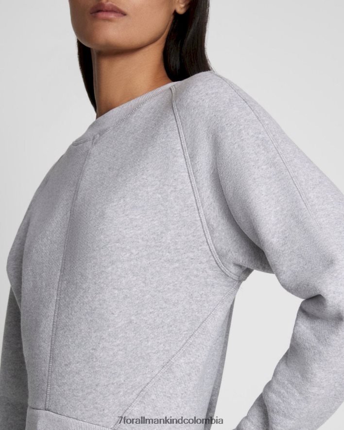 vestir 7 for All Mankind Sudadera con mangas globo en gris jaspeado JBNRD392