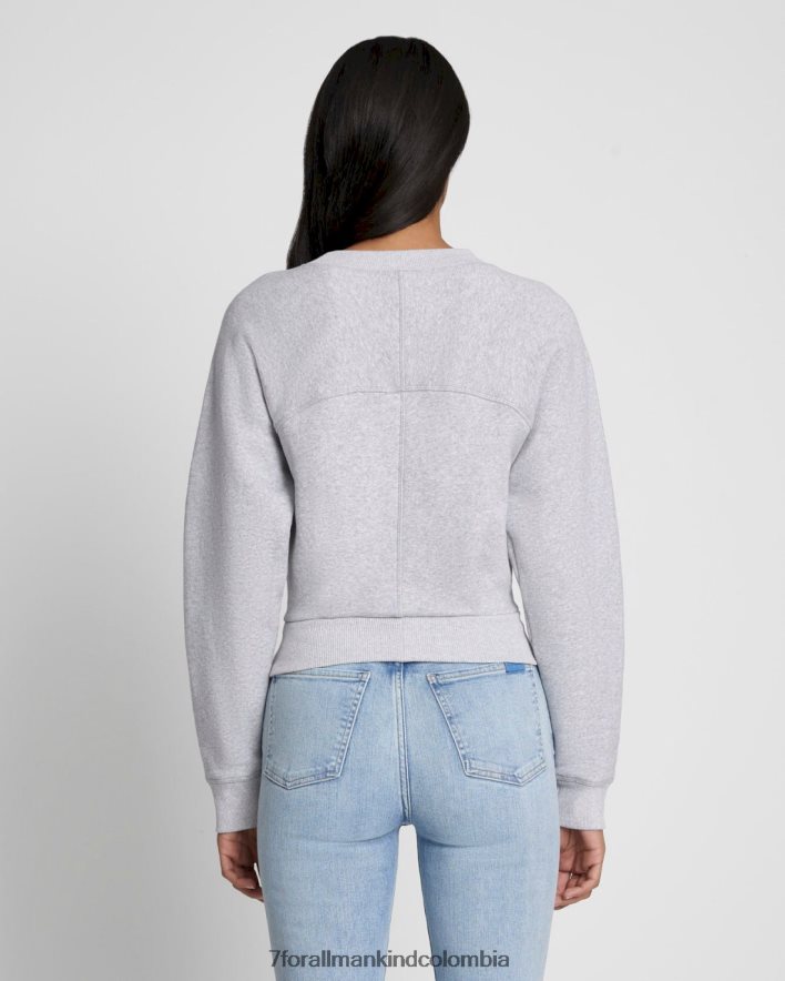vestir 7 for All Mankind Sudadera con mangas globo en gris jaspeado JBNRD392