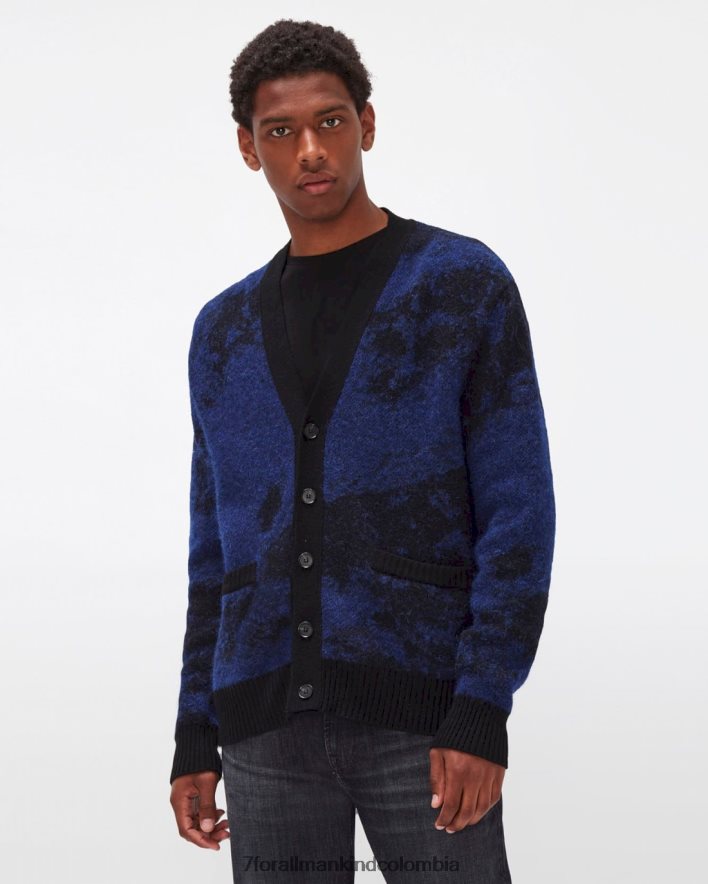 vestir 7 for All Mankind Cárdigan de mohair en azul eléctrico y negro JBNRD849
