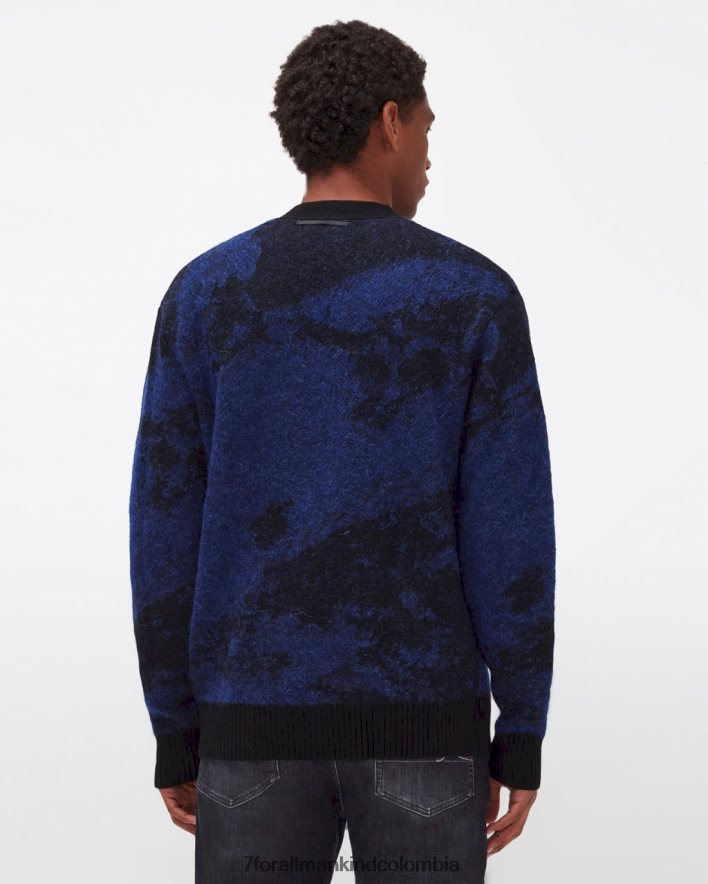 vestir 7 for All Mankind Cárdigan de mohair en azul eléctrico y negro JBNRD849