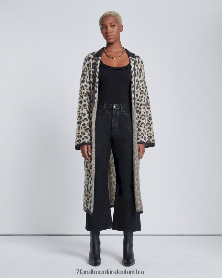 vestir 7 for All Mankind Cárdigan tipo jersey largo de jacquard con estampado de leopardo JBNRD475