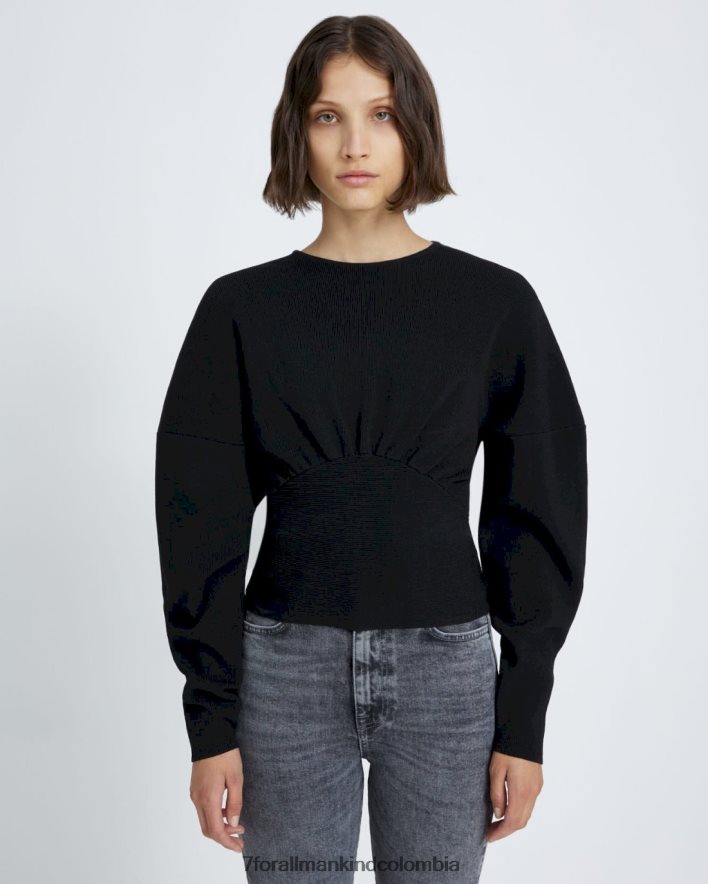 vestir 7 for All Mankind Jersey ajustado de canalé en negro JBNRD467