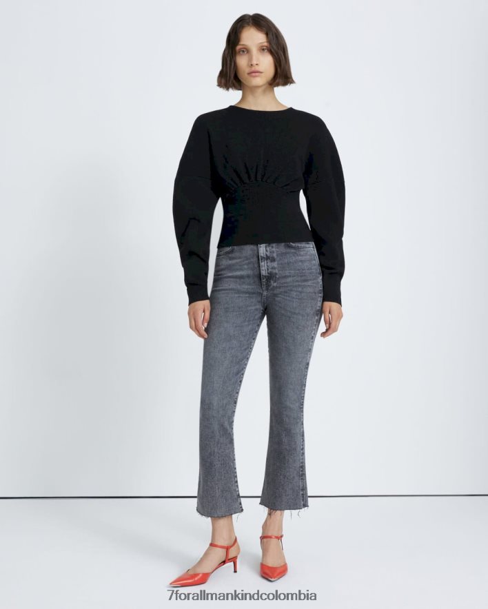 vestir 7 for All Mankind Jersey ajustado de canalé en negro JBNRD467