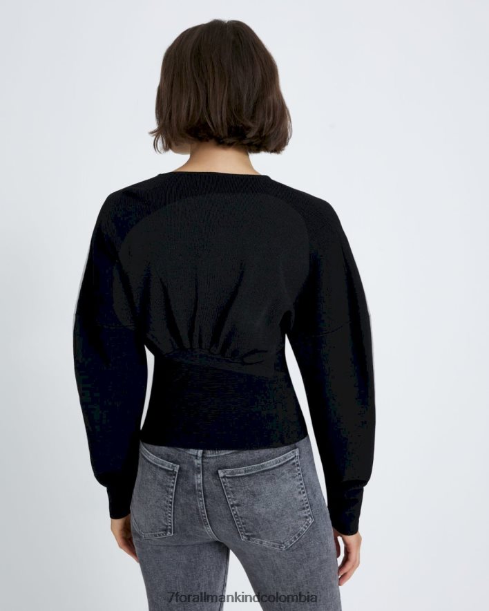 vestir 7 for All Mankind Jersey ajustado de canalé en negro JBNRD467
