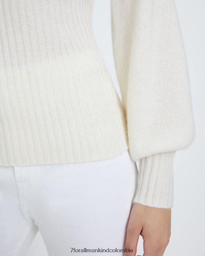 vestir 7 for All Mankind Jersey color crema con mangas abullonadas JBNRD476