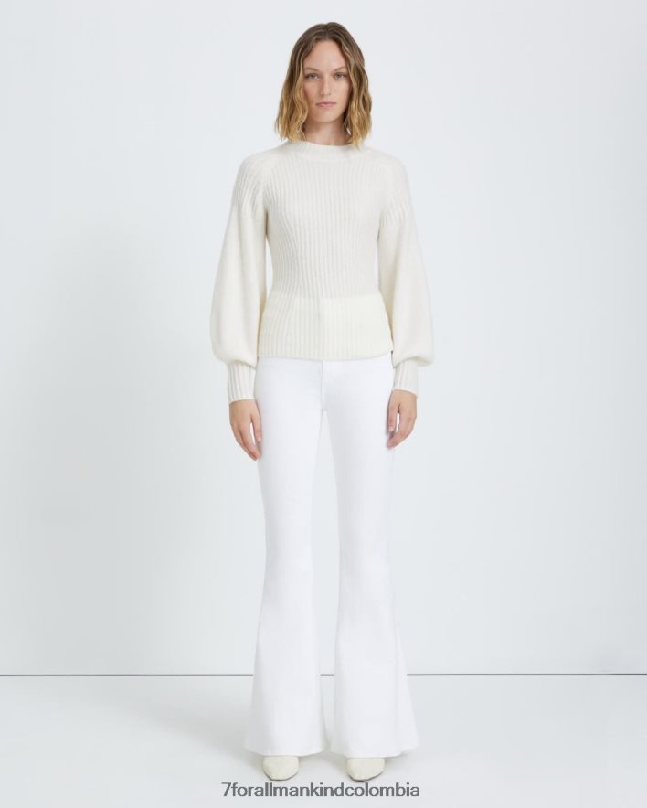 vestir 7 for All Mankind Jersey color crema con mangas abullonadas JBNRD476