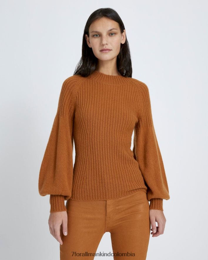 vestir 7 for All Mankind Jersey con mangas farol en jengibre glaseado JBNRD468