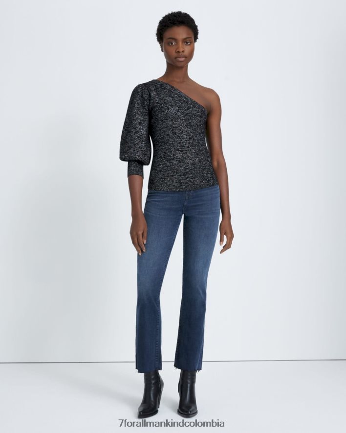 vestir 7 for All Mankind Jersey de un hombro en negro metalizado JBNRD469