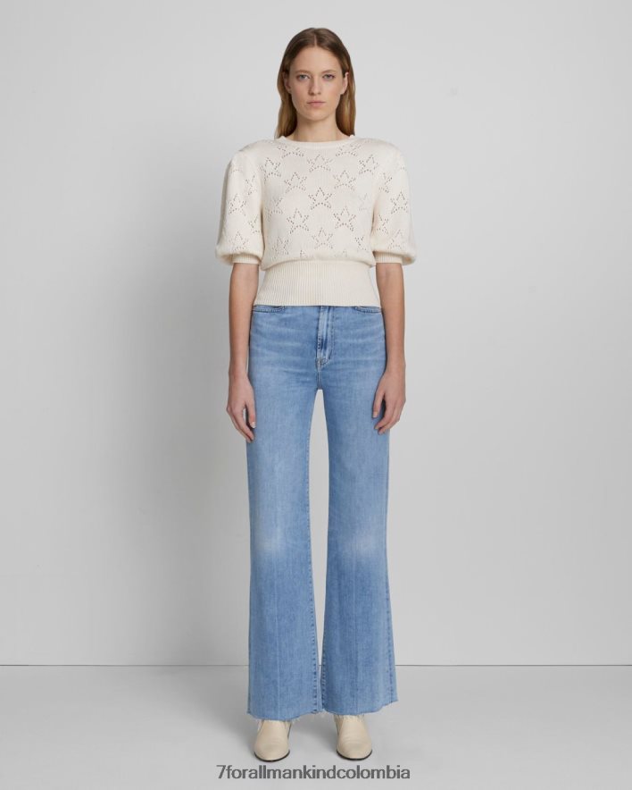 vestir 7 for All Mankind Jersey pointelle con mangas abullonadas y estrella blanca envejecida JBNRD360