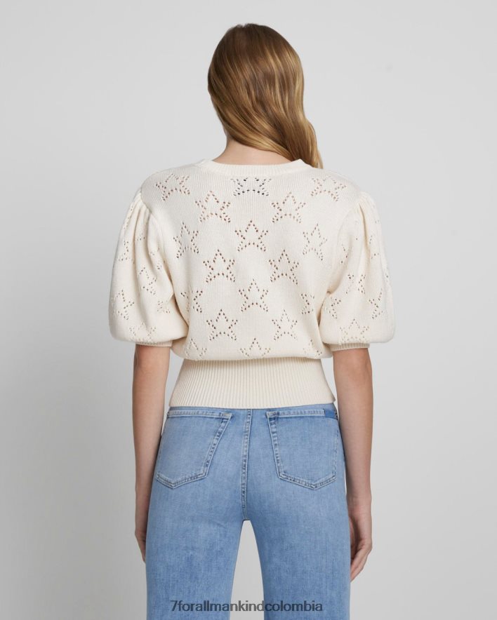 vestir 7 for All Mankind Jersey pointelle con mangas abullonadas y estrella blanca envejecida JBNRD360