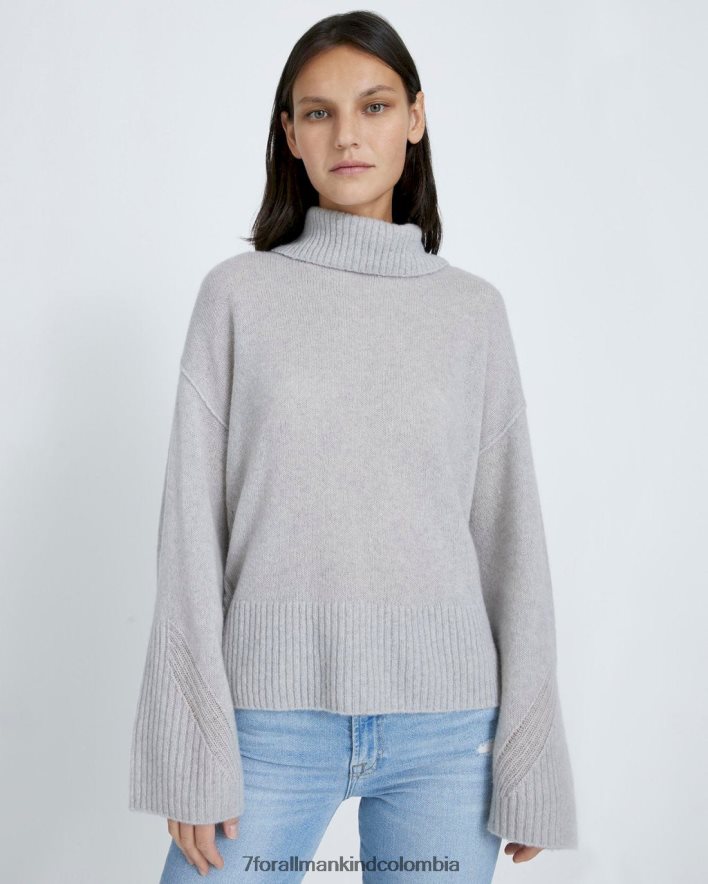 vestir 7 for All Mankind acogedor suéter de cuello alto en gris jaspeado claro JBNRD466