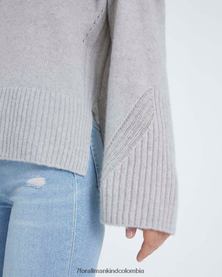 vestir 7 for All Mankind acogedor suéter de cuello alto en gris jaspeado claro JBNRD466