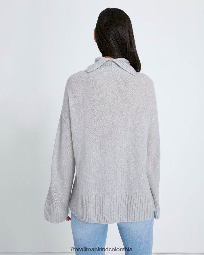 vestir 7 for All Mankind acogedor suéter de cuello alto en gris jaspeado claro JBNRD466