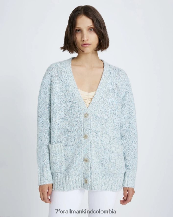 vestir 7 for All Mankind cárdigan boyfriend en azul jaspeado JBNRD471