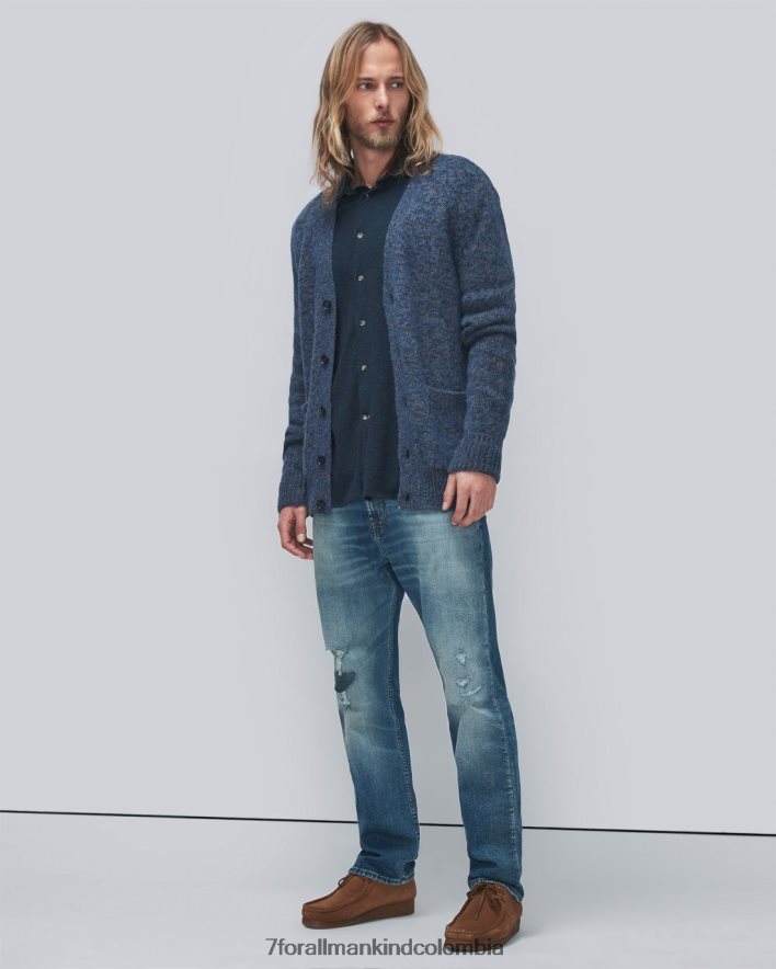 vestir 7 for All Mankind cárdigan de lana en azul jaspeado JBNRD845