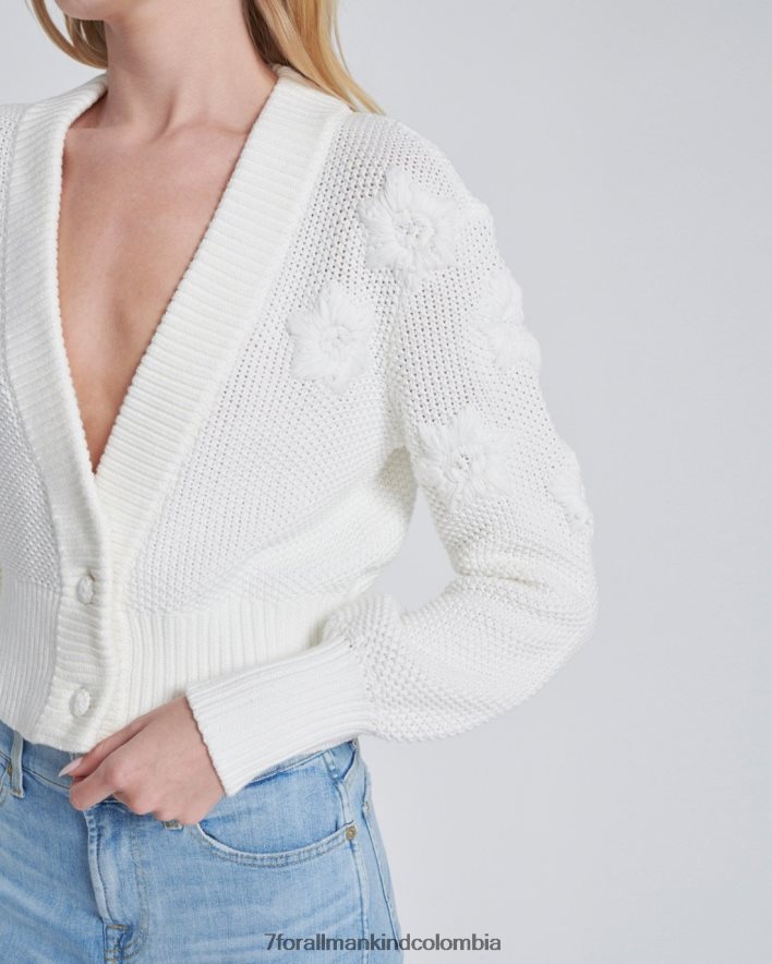 vestir 7 for All Mankind cárdigan floral en marfil JBNRD465