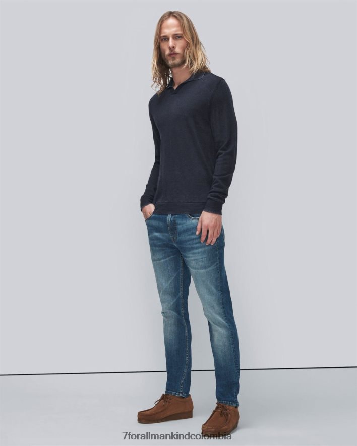 vestir 7 for All Mankind polo de merino en azul marino JBNRD726