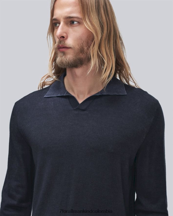vestir 7 for All Mankind polo de merino en azul marino JBNRD726