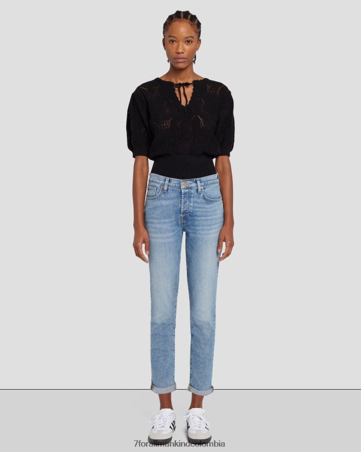 vestir 7 for All Mankind suéter de crochet de manga corta en negro JBNRD335