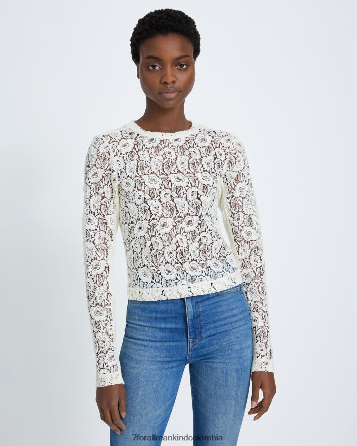 vestir 7 for All Mankind suéter de encaje en blanco antiguo JBNRD364