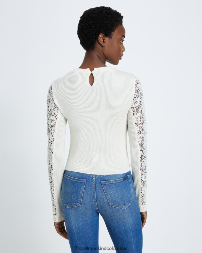 vestir 7 for All Mankind suéter de encaje en blanco antiguo JBNRD364