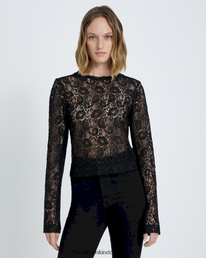 vestir 7 for All Mankind suéter de encaje en negro JBNRD378