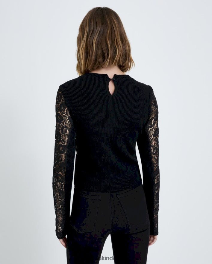 vestir 7 for All Mankind suéter de encaje en negro JBNRD378