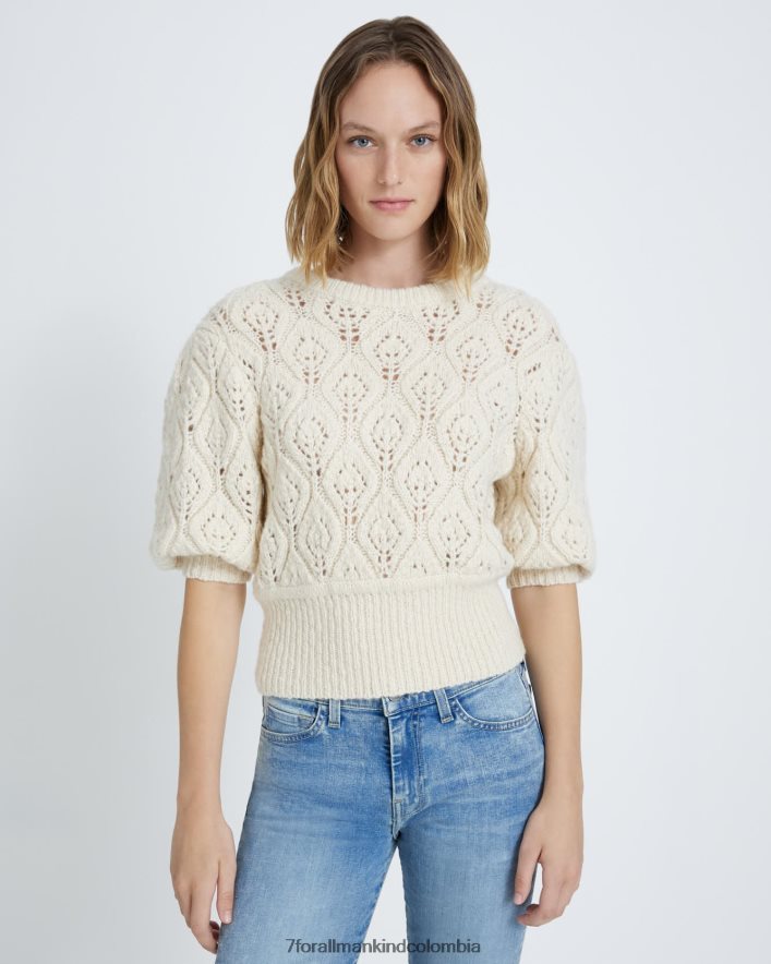vestir 7 for All Mankind suéter pointelle en color crema JBNRD470