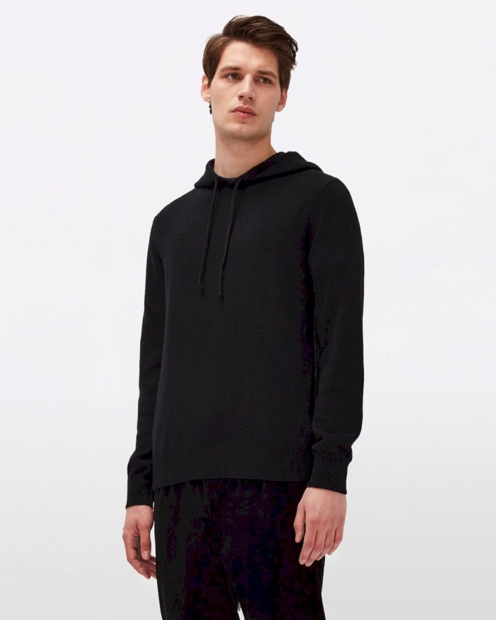 vestir 7 for All Mankind sudadera con capucha de cachemir en negro JBNRD835
