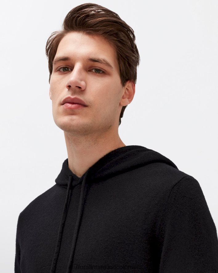 vestir 7 for All Mankind sudadera con capucha de cachemir en negro JBNRD835