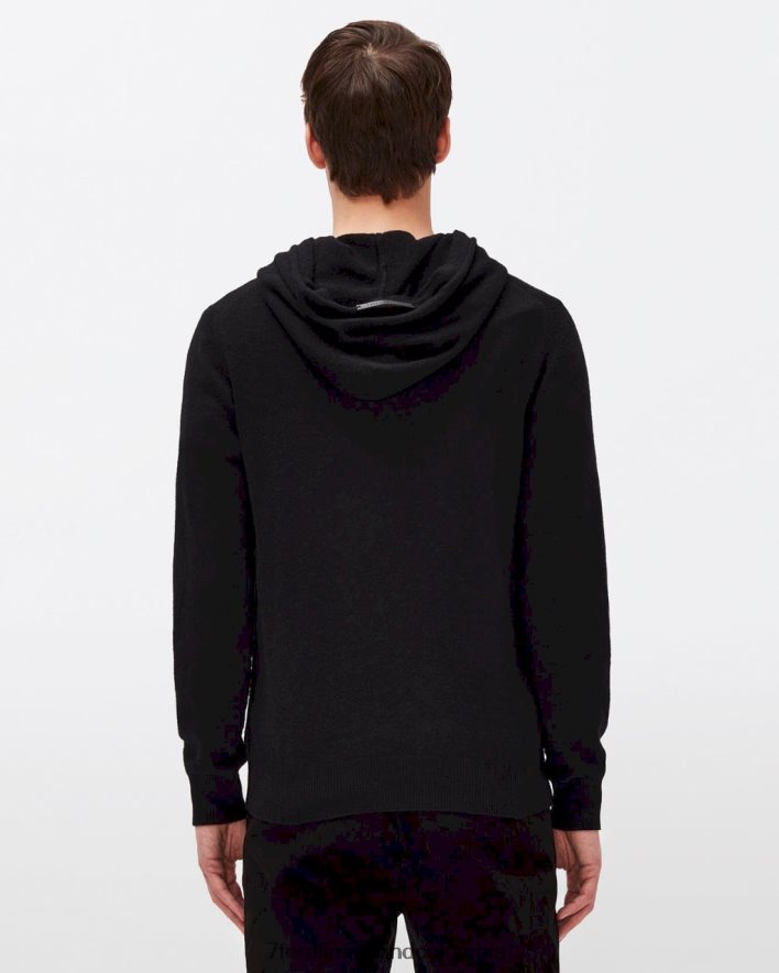 vestir 7 for All Mankind sudadera con capucha de cachemir en negro JBNRD835