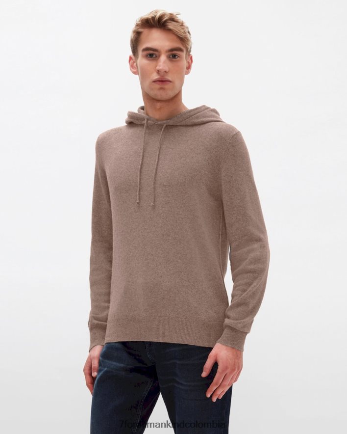 vestir 7 for All Mankind sudadera con capucha de cachemira en color topo JBNRD836