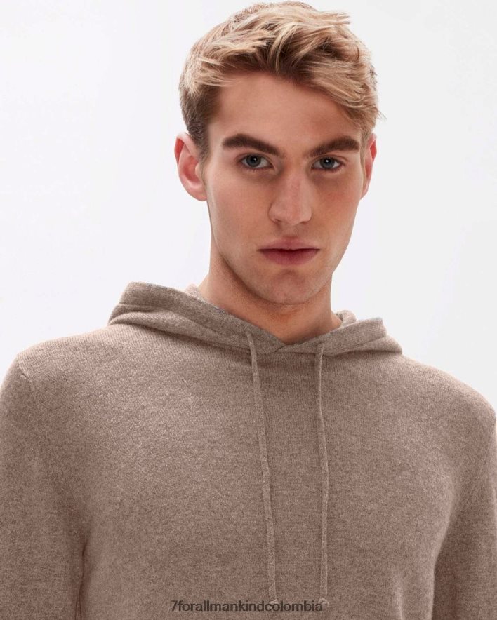 vestir 7 for All Mankind sudadera con capucha de cachemira en color topo JBNRD836