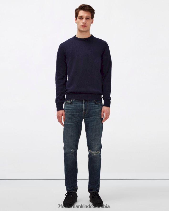 vestir 7 for All Mankind tripulación de cachemira en azul marino JBNRD834