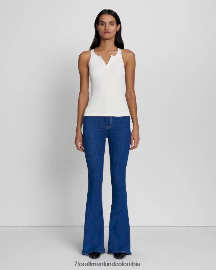 vestir 7 for All Mankind Camiseta sin mangas acanalada con cremallera de un cuarto en blanco antiguo JBNRD409