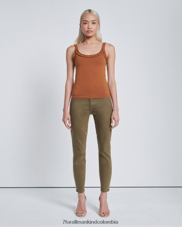 vestir 7 for All Mankind Camiseta sin mangas con ribete de volantes en jengibre glaseado JBNRD403