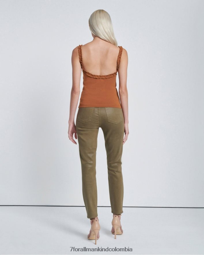 vestir 7 for All Mankind Camiseta sin mangas con ribete de volantes en jengibre glaseado JBNRD403