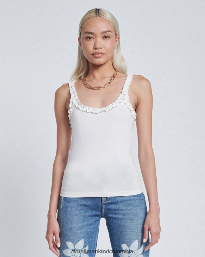 vestir 7 for All Mankind Camiseta sin mangas con ribete de volantes en marfil JBNRD377