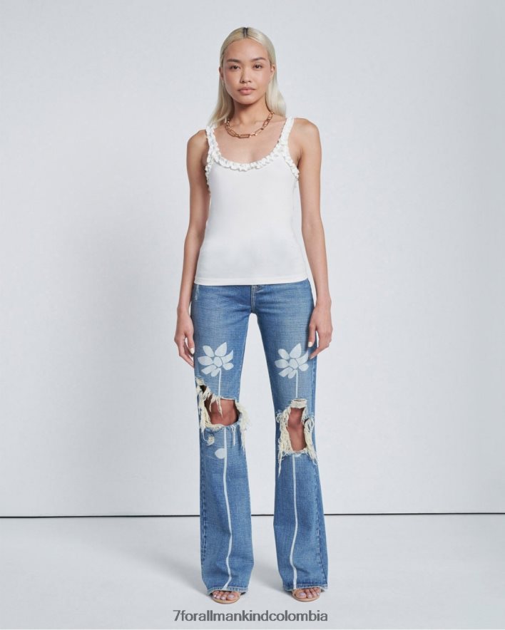 vestir 7 for All Mankind Camiseta sin mangas con ribete de volantes en marfil JBNRD377