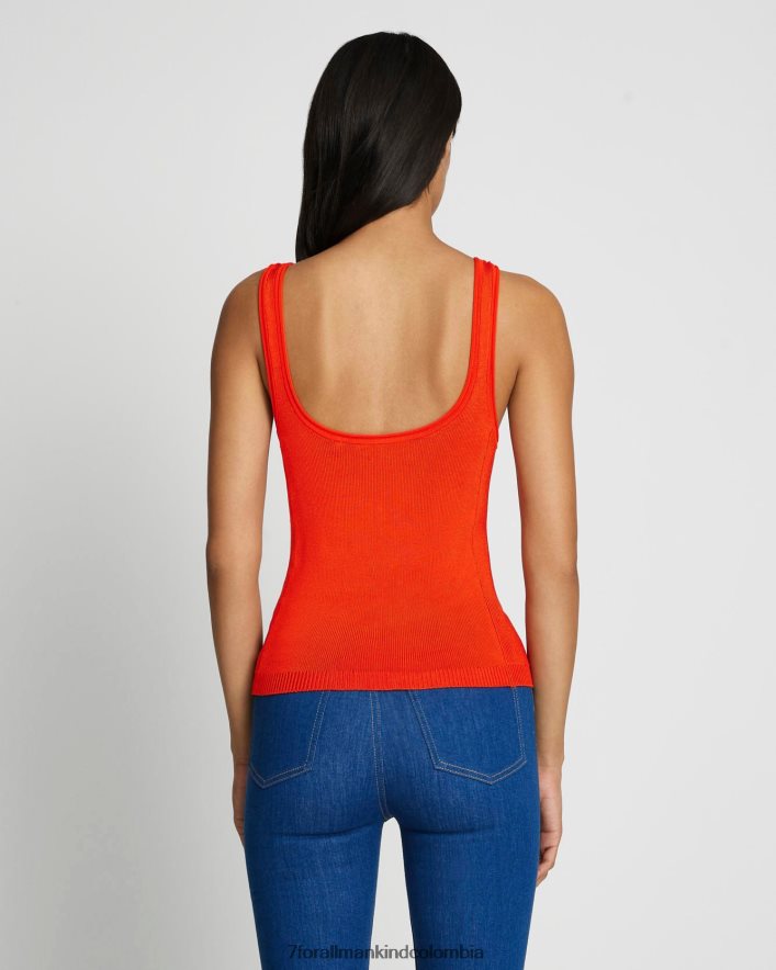 vestir 7 for All Mankind Camiseta sin mangas de canalé con cremallera de un cuarto de alto brillo en koi JBNRD384